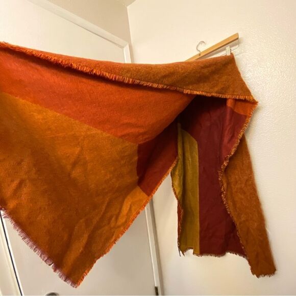 ZARA ACCESSORIES color blocked fall Orange Gold copper Oversized Scarf 31x78” - Picture 12 of 12